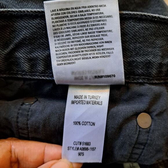 Agolde Button Fly Photogram 90's Straight Jeans Size 27 Washed Black - Picture 6 of 14